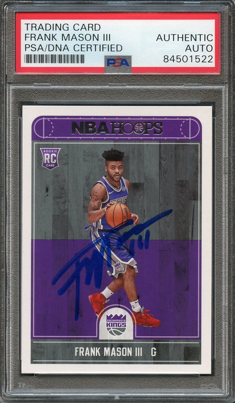 2017-18 NBA Hoops #284 Frank Mason III Signed Card AUTO PSA Slabbed RC Kings