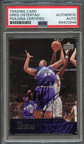 2003-04 Upper Deck Basketball #282 Greg Ostertag Signed Card AUTO PSA Slabbed Jazz