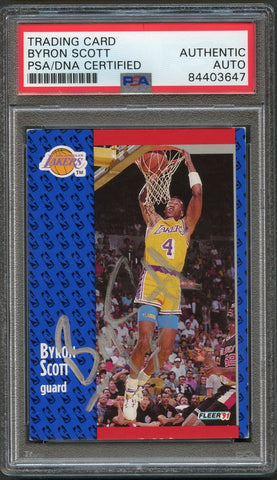 1991-92 Fleer Basketball #102 Byron Scott Signed Card AUTO PSA Slabbed Lakers
