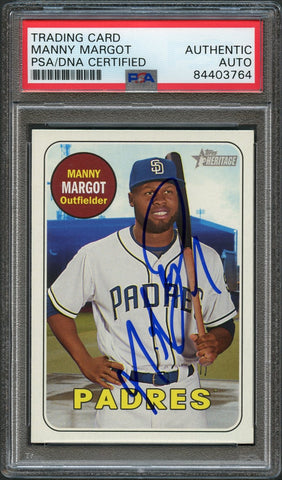 2018 Topps Heritage #37 MANNY MARGOT Signed Card PSA Slabbed Auto Padres