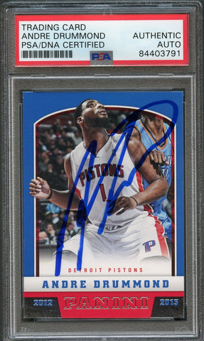 2012-13 Panini Basketball #211 Andre Drummond Signed Card AUTO PSA Slabbed Pistons