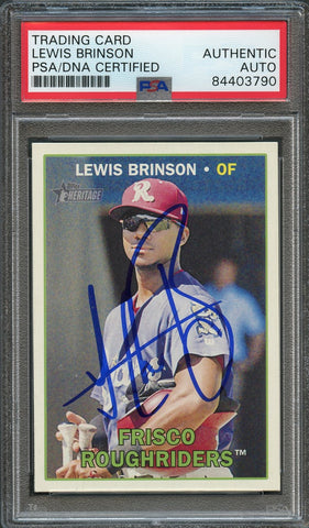 2016 Topps Heritage Minors #50 Lewis Brinson Signed Card Auto PSA Slabbed