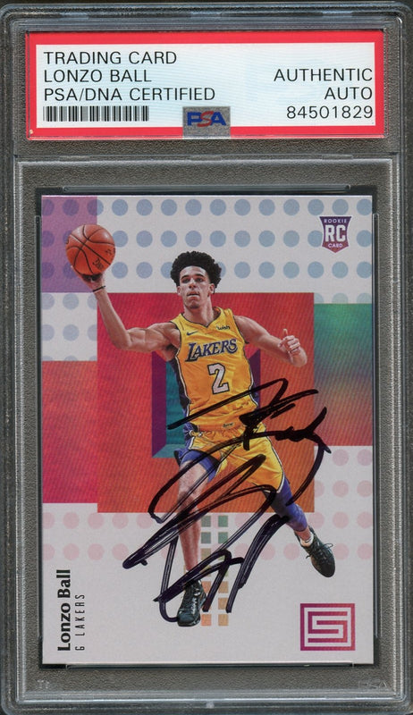 2017-18 Panini Status #118 LONZO BALL Signed Card AUTO PSA Slabbed RC Lakers