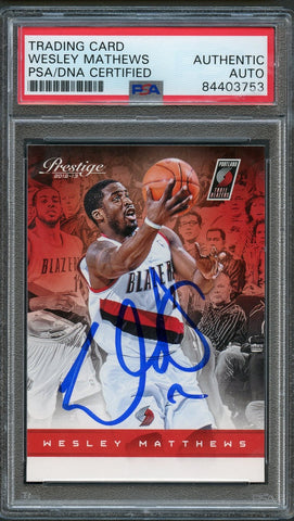 2012-13 Panini Prestige #98 Wesley Matthews Signed Card AUTO PSA Slabbed