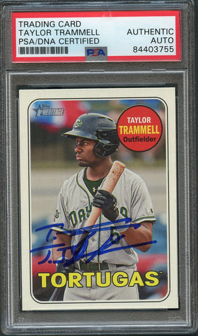 2018 Topps Heritage Minor #202 Taylor Trammell Signed Card PSA Slabbed Auto Mariners