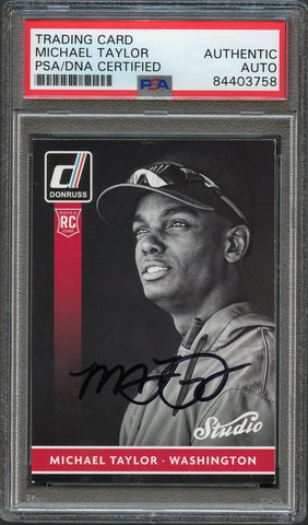 2015 Donruss Studio #9 Michael Taylor Signed Rookie Card PSA Slabbed Auto RC Nationals