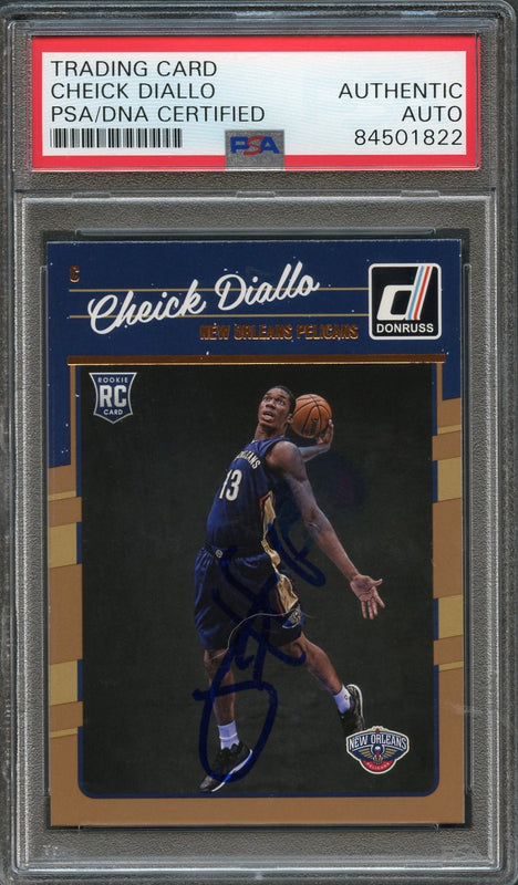 2016-17 Panini Donruss #177 Cheick Diallo Signed Card AUTO PSA Slabbed RC Pelicans