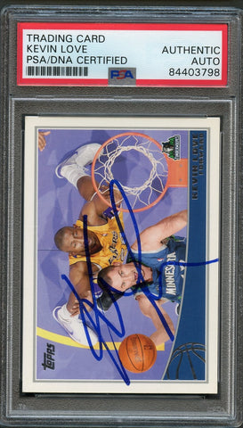 2009-10 Topps Basketball #167 Kevin Love Signed Card AUTO PSA Slabbed Timberwolves