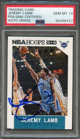 2015-16 NBA Hoops #103 Jeremy Lamb Signed Card AUTO 10 PSA Slabbed