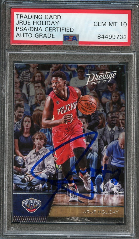 2016-17 Panini Prestige #82 Jrue Holiday Signed Card AUTO 10 PSA Slabbed Pelicans