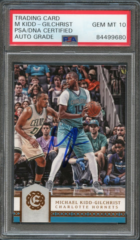 2016-17 Panini Excalibur #21 Michael Kidd-Gilchrist Signed Card AUTO 10 PSA Slabbed Hornets