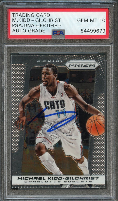 2013-14 Panini Prizm #138 Michael Kidd-Gilchrist Signed Card AUTO 10 PSA Slabbed Bobcats