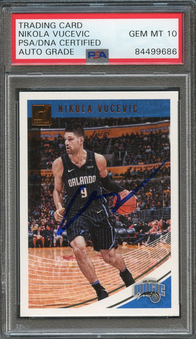 2018-19 Donruss Basketball #49 Nikola Vucevic Signed Card AUTO 10 PSA Slabbed Magic