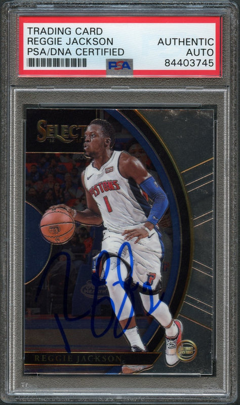 2017-18 Select Basketball #90 Reggie Jackson Signed Card Auto PSA/DNA Slabbed Pistons