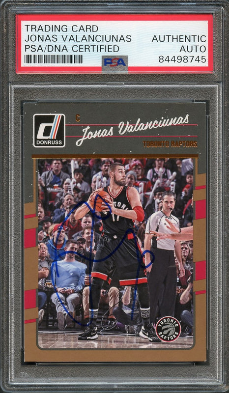 2016-17 Donruss Basketball #107 Jonas Valanciunas Signed Card AUTO PSA Slabbed Toronto Raptors