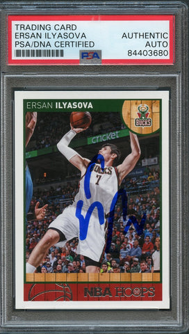 2013-14 NBA Hoops #102 Ersan Ilyasova Signed Card AUTO PSA Slabbed