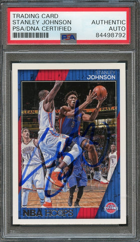 2016-17 NBA Hoops #107 Stanley Johnson Signed Card AUTO PSA Slabbed Pistons