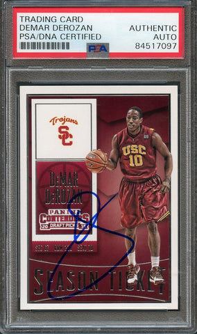 2015-16 Contenders Draft Picks #24 DeMar DeRozan Signed Card AUTO PSA Slabbed USC Trojans