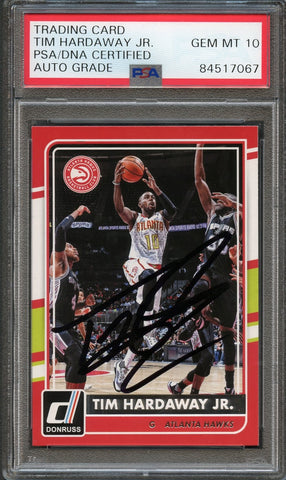 2015-16 Donruss #165 Tim Hardaway Jr. Signed Card AUTO 10 PSA Slabbed Hawks