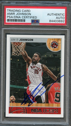 2013-14 NBA Hoops #20 Amir Johnson Signed Card AUTO PSA Slabbed Raptors
