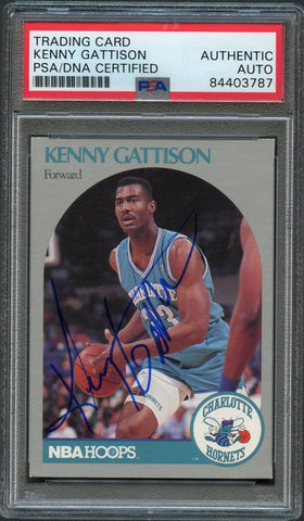 1990-91 NBA Hoops #53 Kenny Gattison Signed AUTO PSA Slabbed Hornets