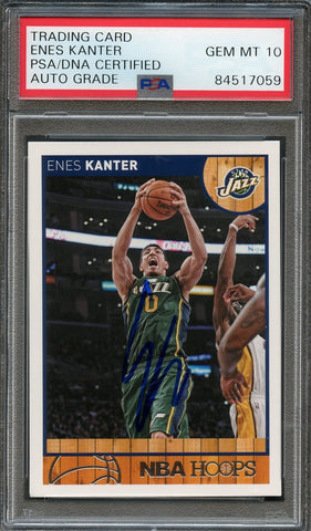 2013-14 NBA Hoops #171 Enes Kanter Signed AUTO 10 PSA Slabbed Jazz