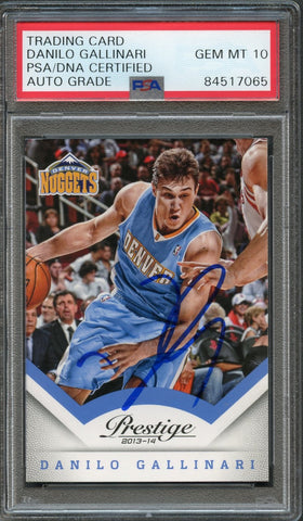 2013-14 Panini Prestige #71 Danilo Gallinari Signed AUTO 10 PSA Slabbed Nuggets