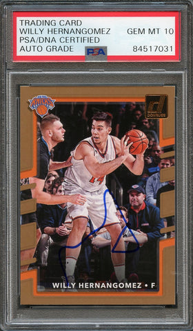 2017 Donruss #99 Willy Hernangomez Signed Card AUTO 10 PSA Slabbed Knicks