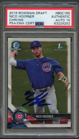 2018 Bowman Draft BD-165 Chrome Nico Hoerner Signed Card PSA Slabbed Auto 10 Cubs