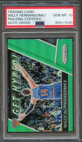 2017-18 PRIZM GET HYPED GREEN #GH-WH Willy Hernangomez Signed Card AUTO 10 PSA Slabbed Knicks