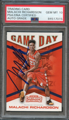 2016-17 Contenders Draft Picks Game Day #20 Malachi Richardson Signed Card AUTO 10 PSA Slabbed Syracuse