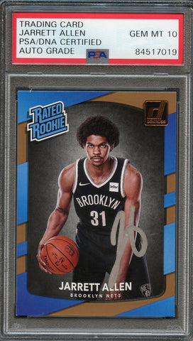 2017 Donruss Rated Rookie # 179 Jarrett Allen Signed Card AUTO 10 PSA Slabbed RC Nets