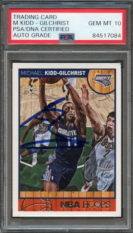 2013-14 NBA Hoops #51 Michael Kidd-Gilchrist Signed Card AUTO 10 PSA Slabbed Bobcats