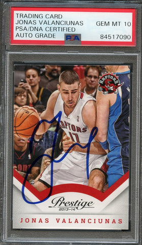 2013-14 Panini Prestige #50 Jonas Valanciunas Signed Card AUTO 10 PSA Slabbed