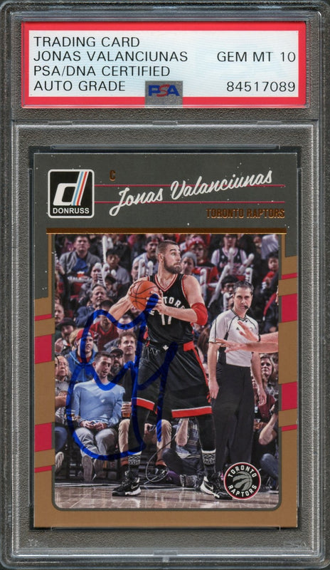 2016-17 Donruss Basketball #107 Jonas Valanciunas Signed Card AUTO 10 PSA Slabbed Toronto Raptors