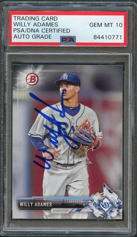 2017 Bowman #BP140 Willy Adames Signed Card PSA Slabbed AUTO Grade 10 Rays