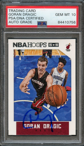 2016 NBA Hoops #81 Goran Dragic Signed Card AUTO 10 PSA/DNA Slabbed Heat