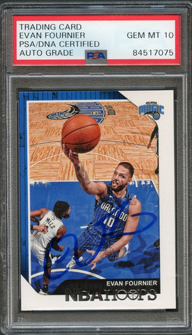 2018-19 NBA Hoops #169 Evan Fournier Signed Card AUTO 10 PSA Slabbed Magic