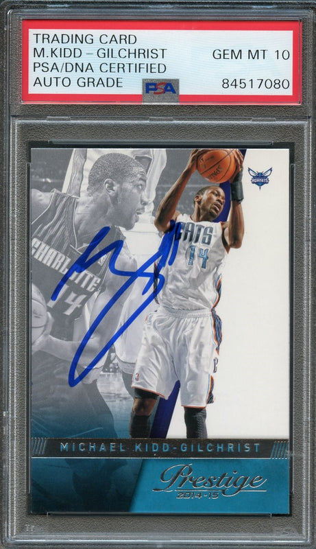 2014-15 Panini Prestige #154 Michael Kidd-Gilchrist Signed Card AUTO 10 PSA Slabbed Bobcats