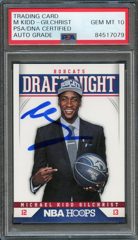2012-13 NBA Hoops Draft Night #2 Michael Kidd-Gilchrist Signed Card AUTO 10 PSA Slabbed RC Bobcats