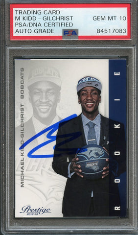 2012-13 Panini Prestige #204 Michael Kidd-Gilchrist Signed Card AUTO 10 PSA Slabbed RC Bobcats