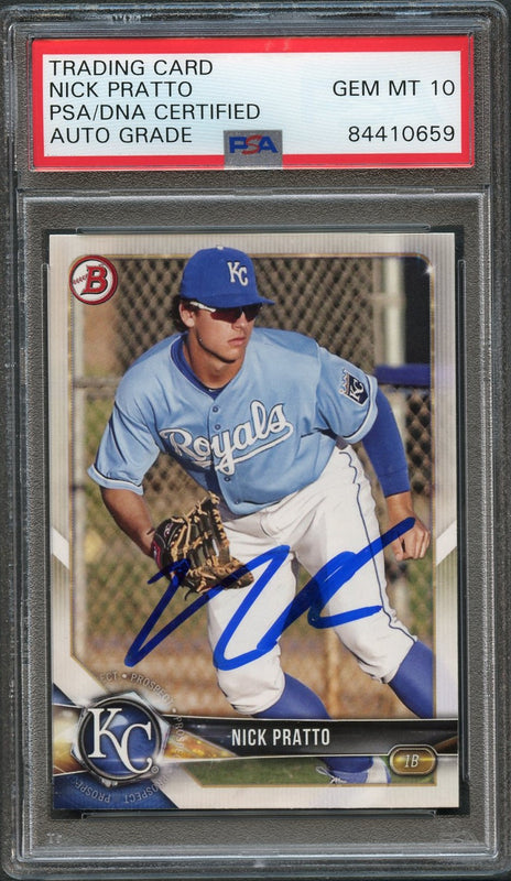 2018 Bowman Prospects #BP81 Nick Pratto Signed Card AUTO Grade 10 PSA Slabbed Royals