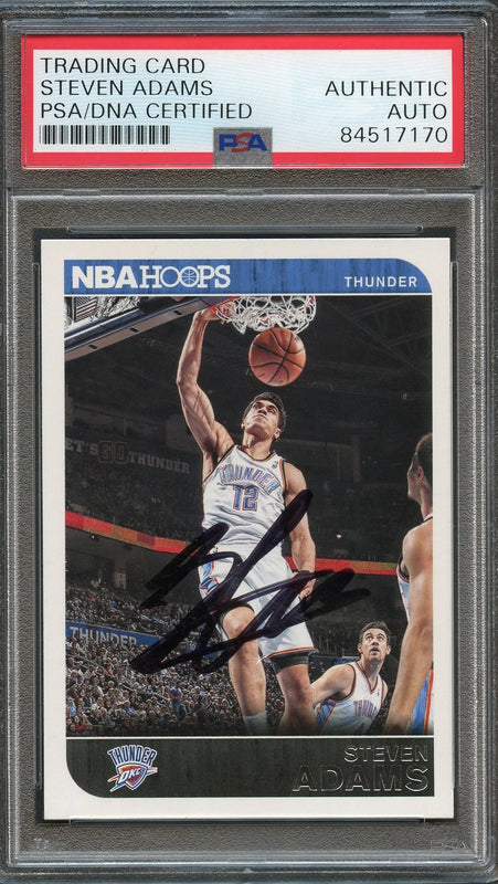 2014-15 NBA Hoops #222 Steven Adams Signed Card Auto PSA/DNA Slabbed Thunder