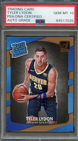 2017-18 Donruss #177 Tyler Lydon Signed AUTO 10 PSA Slabbed RC Nuggets