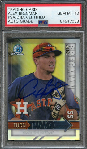 2016 Bowman Chrome Turn Two #TT-BC Alex Bregman Signed Card PSA Slabbed Auto 10 Astros