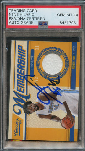 2010-11 Panini Classics Membership Materials #06 Nene Signed AUTO 10 PSA Slabbed Wizards