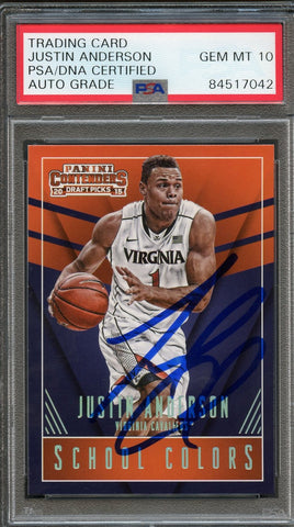 2015-16 Contenders Draft Picks School Colors #22 Justin Anderson Signed Card AUTO 10 PSA Slabbed Virginia