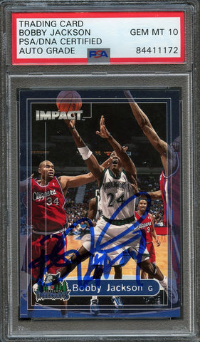 1999-00 SkyBox Impact #127 Bobby Jackson Signed Card AUTO 10 PSA/DNA Slabbed Timberwolves
