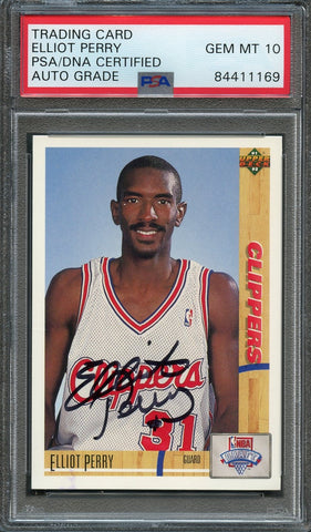 1991-92 Upper Deck #18 Elliot Perry Signed Card AUTO 10 PSA Slabbed RC