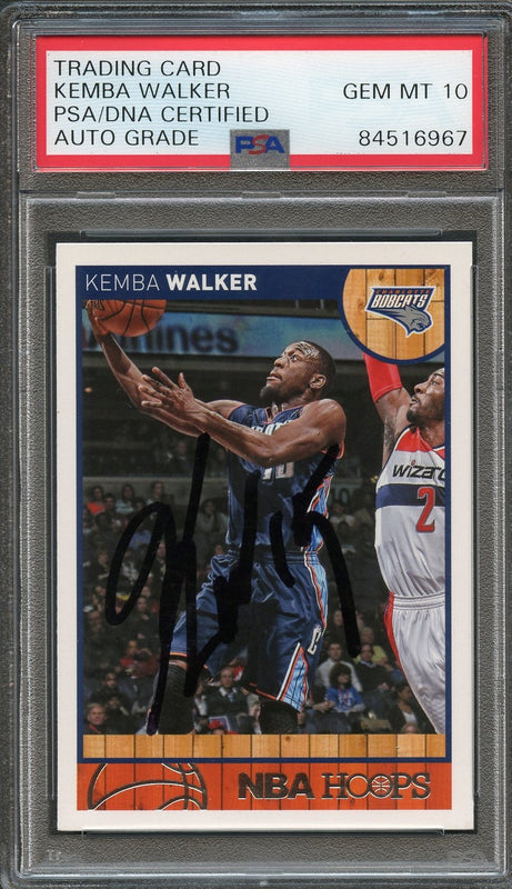 2013-14 NBA Hoops #55 Kemba Walker Signed Card AUTO 10 PSA Slabbed Bobcats